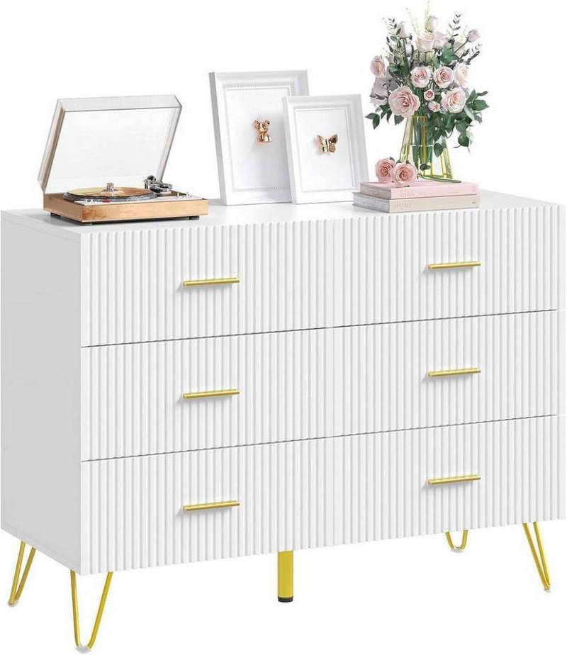 Woltu Kommode (1 St), Schubladenschrank mit 6 Schubladen, Weiß+Gold von Woltu