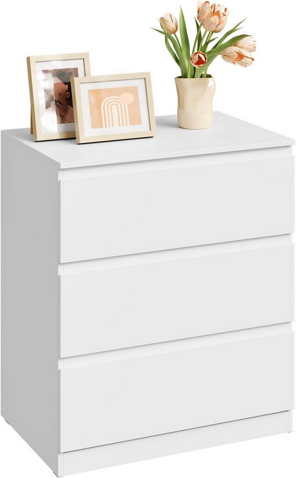 Woltu Kommode (1 St), mit 3 Schubladen, weiß, 60 x 70 x 40 cm von Woltu