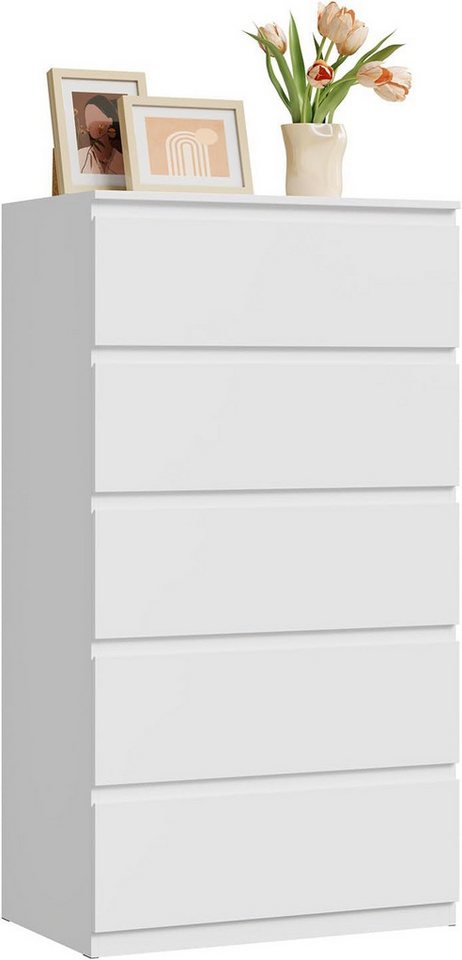 Woltu Kommode (1 St), mit 5 Schublade, weiß, 60x110x37 cm von Woltu