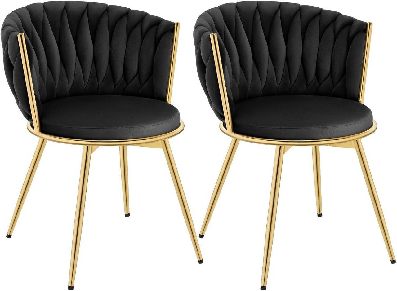 Woltu Küchenstuhl (2 St), 2er Set, mit Metallrahmen, ergonomisch, 360° drehbar, Samtsitz von Woltu