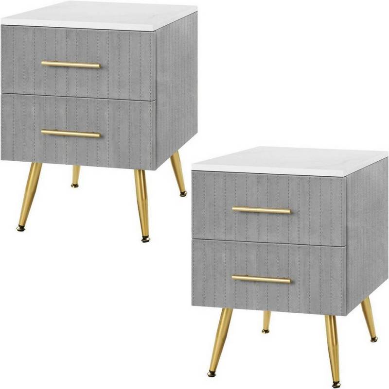 Woltu Nachttisch (2-St), Sofatisch Nachtkommode mit 2 Schubladen aus MDF von Woltu