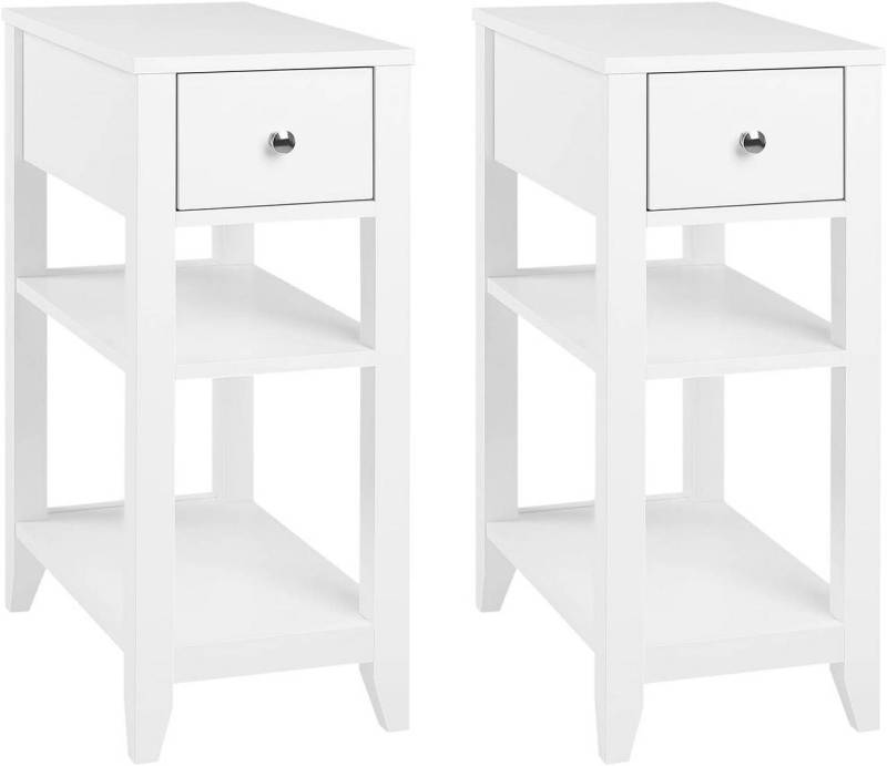 Woltu Nachttisch (2-St., 2er Set), schmal mit Schublade, 2 offenen Ablagen von Woltu