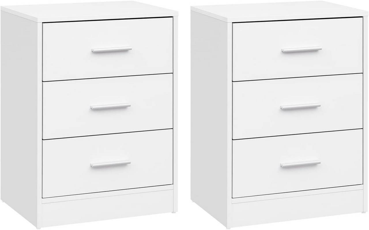 Woltu Nachttisch (2er-Set), Nachtschrank, 2er Set, mit 3 Schubladen, Nachtkommode, 39x54x28cm von Woltu