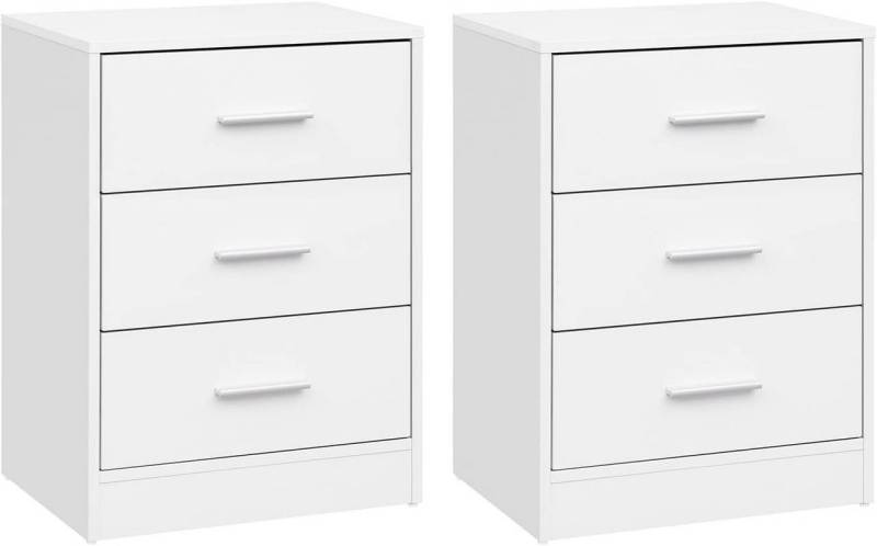 Woltu Nachttisch (2er-Set), Nachtschrank, 2er Set, mit 3 Schubladen, Nachtkommode, 39x54x28cm von Woltu