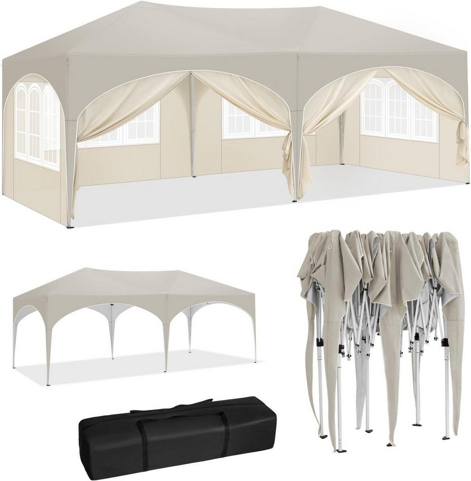 Woltu Pavillon, mit 6 Seitenteilen, 3x6 m, mit 6 Seitenwänden, höhenverstellbar von Woltu