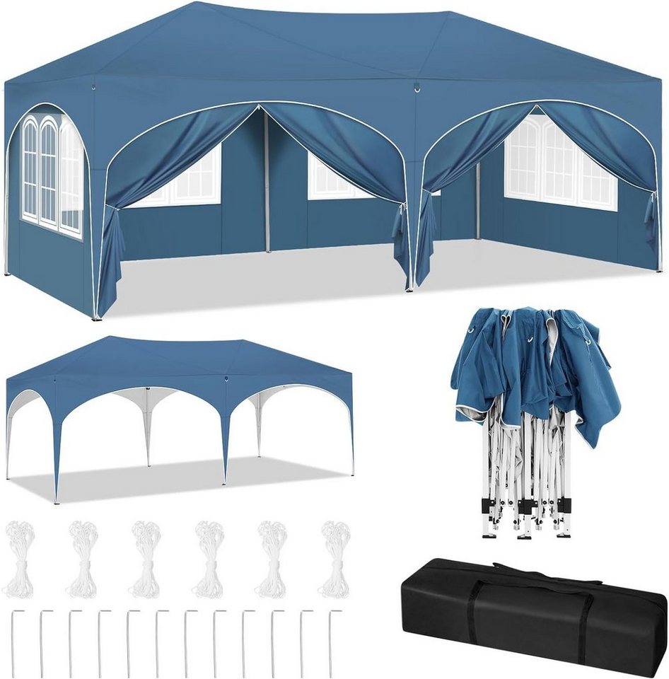 Woltu Pavillon, mit 6 Seitenteilen, 3x6 m, mit 6 Seitenwänden, höhenverstellbar von Woltu