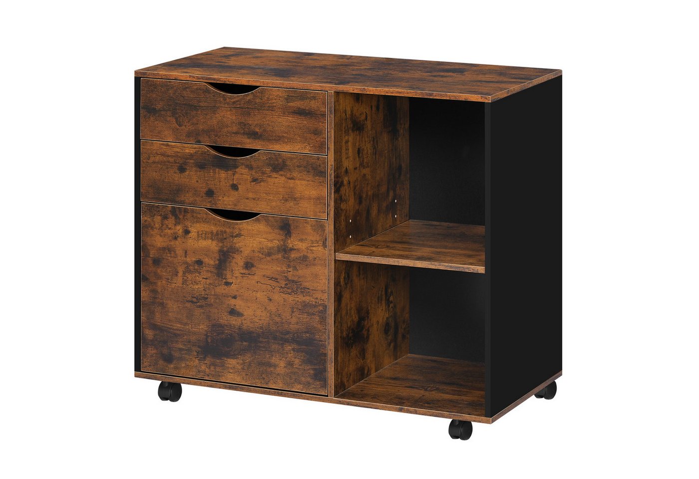 Woltu Rollcontainer, Aktenschrank mit 3 Schubladen, 5 Rollen, Büroschrank von Woltu