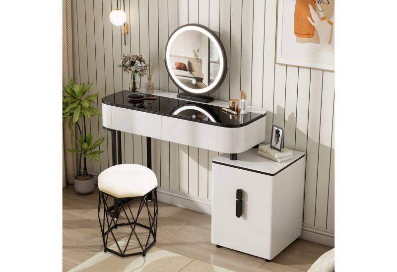 Woltu Schminktisch (1-St), mit Mobiler Spiegel und Samthocker, Flexible Montage von Woltu