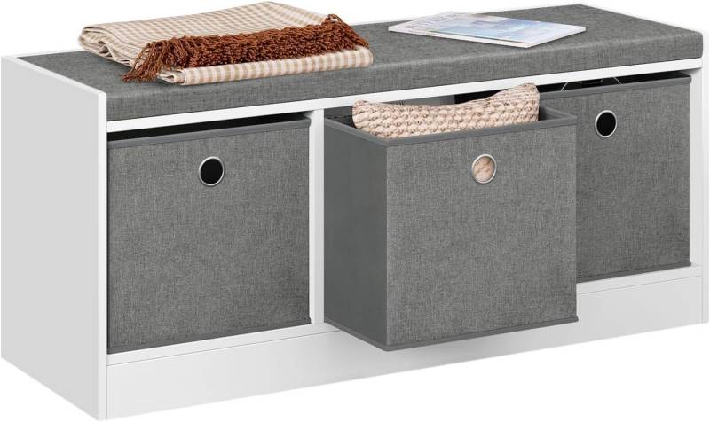 Woltu Schuhbank (1-St), mit Sitzfläche, Sitzbank mit Stauraum, 3 Stoffschubladen von Woltu