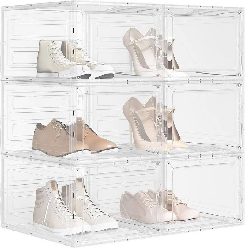 Woltu Schuhbox Aufbewahrungsboxen (6 St), stapelbar Schuhschrank mit magnetischer Tür von Woltu