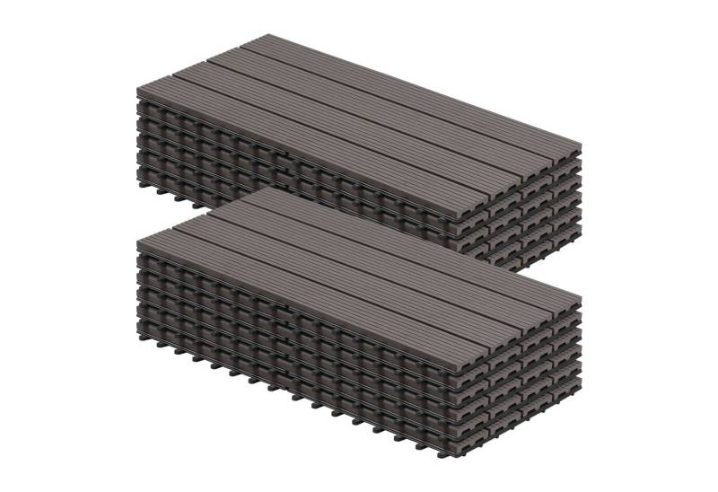 Woltu WPC-Fliesen, 12 St., Terrassendielen Holz-Optik 30x60cm mit klicksystem von Woltu