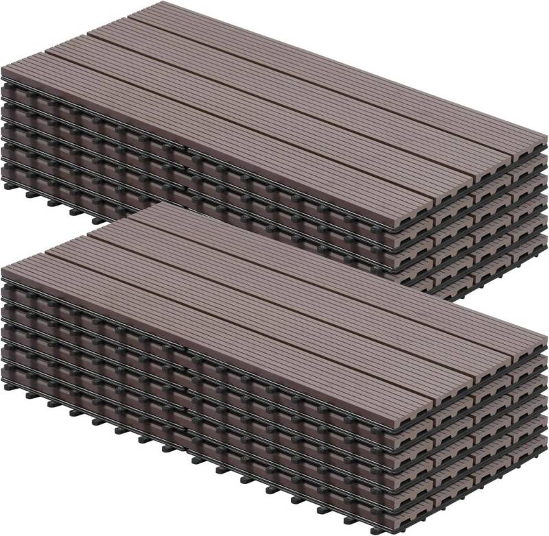 Woltu WPC-Fliesen, 12 St., Terrassendielen Holz-Optik 30x60cm mit klicksystem von Woltu