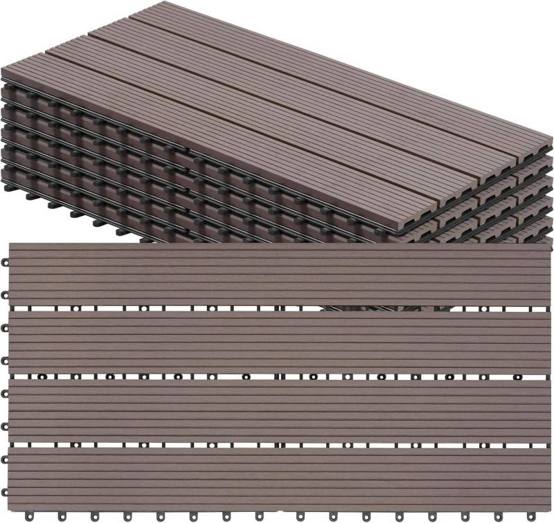 Woltu WPC-Fliesen, 6 St., Terrassendielen Holz-Optik 30x60cm mit klicksystem von Woltu