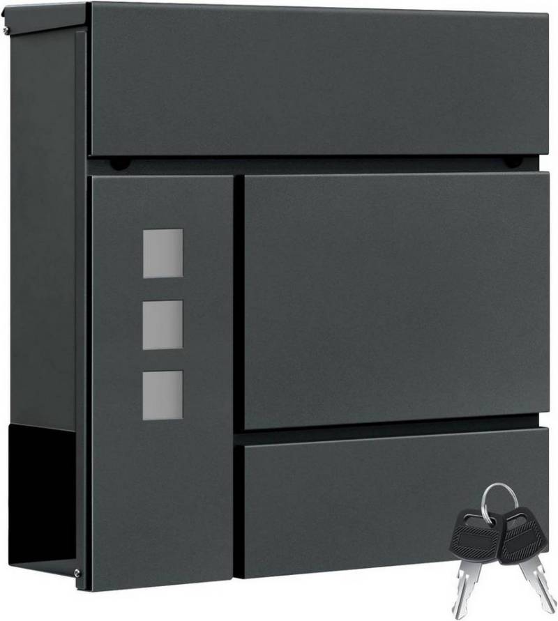 Woltu Wandbriefkasten (1-St), Postkasten mit Zeitungsfach Sichtfenstern Klappdeckel, abschließbar von Woltu