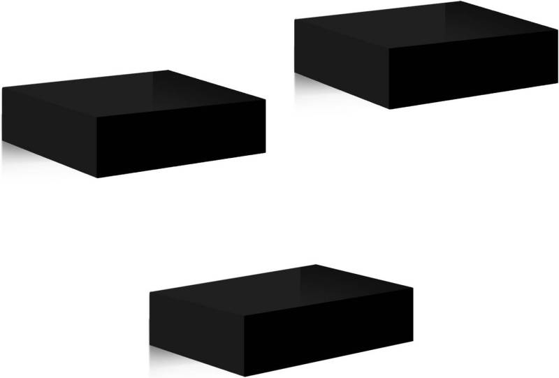 Woltu Wandregal, 3-tlg., Wanddeko freischwebend, Schweberegal schwarz klein, MDF von Woltu
