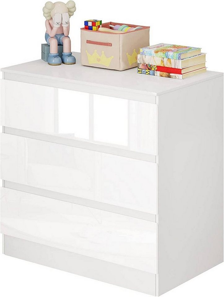 Woltu Wickelkommode, mit 3 Schubladen platzsparend 80x78x48cm, Hochglanz Weiß Woltu Wickelkommode, mit 3 Schubladen platzsparend 80x78x48cm, Hochglanz Weiß von Woltu