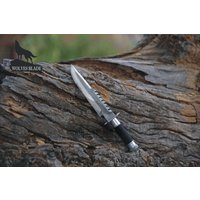 Handgefertigtes Einsatzmesser Aus D2 Stahl/Campingmesser Trendmesser Geburtstagsgeschenk Jubiläumsmesser Mit Lederbezug von WolvesBlade