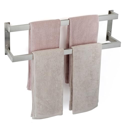 Womamny Handtuchhalter, 60 cm Doppellagiger Gästehandtuchhalter, Handtuchregal Edelstahl, Wandmontage Badetuchhalter, für Küche und Badezimmer von Womamny