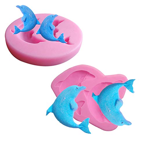 Doppeltanz Delfin-Fondant-Silikonformen, Süßigkeiten, Schokolade, Kuchen, Fischform, DIY, Gebäck, Backutensilien, Brot, Kaffee, kreative Formen (2 Stück) von WDC