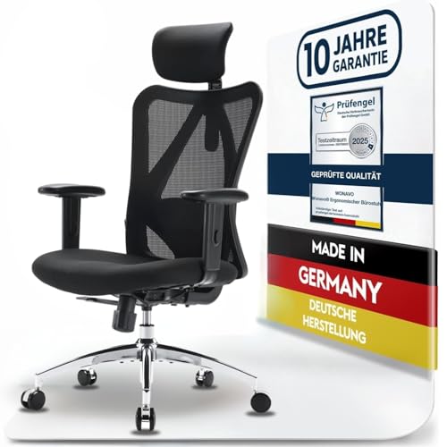 Wonavo® Physio-GEPRÜFT [Edition 2025] Ergonomischer Bürostuhl Made in Germany - Bürostuhl ergonomisch & Schreibtischstuhl, Premium Office Chair, 10 Jahre Garantie, Bürostühle fürs Home Office von Wonavo
