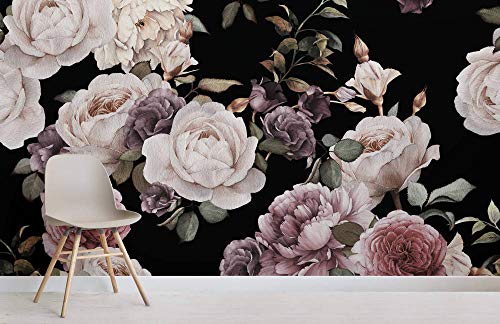 Lila und Pink Dark Floral Fototapete Rose Wallpaper Blumentapete Hauptdekoration von Wondbeau