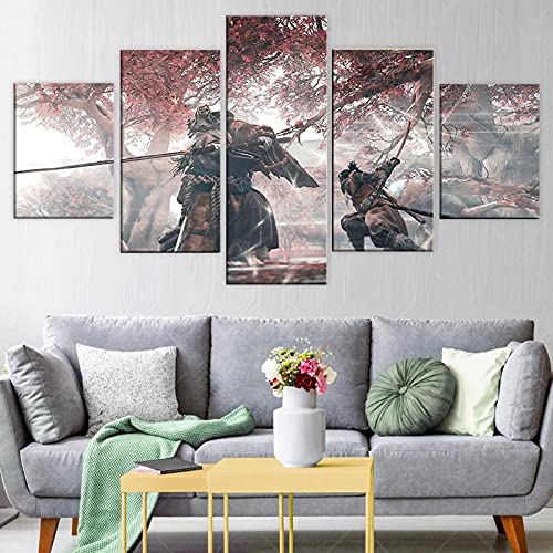 Toaueng Poster & Kunstdrucke 5 Stück Leinwandninja Wolf Sekiro Shadows Die Twice Game 150×80Cm Kein Rahmen 5 Leinwand Kunst Wandkunst Fünf Teile Tafelmalerei Wandbild Hd Poster Modernes Modulares Bild von Wondbeau