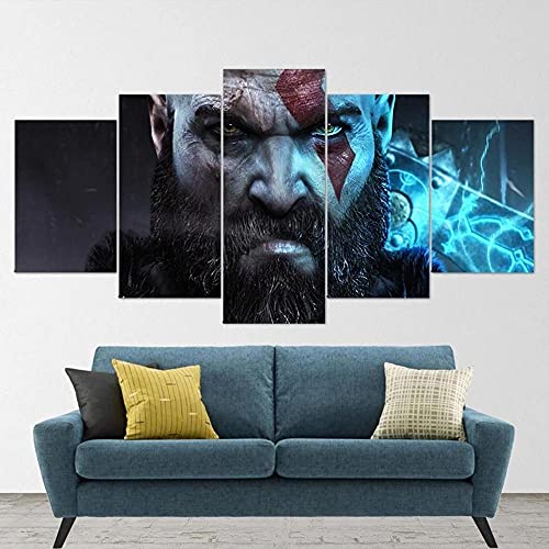 Toaueng Poster & Kunstdrucke 5 Stück Leinwandspiel God Of War 150×80Cm Mit Rahmen 5 Leinwand Kunst Wandkunst Fünf Teile Tafelmalerei Wandbild Hd Poster Modernes Modulares Bild von Wondbeau