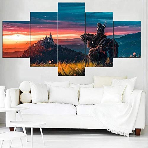 Toaueng Poster & Kunstdrucke 5 Stück Leinwandspiel Wild Hunt Geralt Von Riva 150×80Cm Mit Rahmen 5 Leinwand Kunst Wandkunst Fünf Teile Tafelmalerei Wandbild Hd Poster Modernes Modulares Bild von Wondbeau