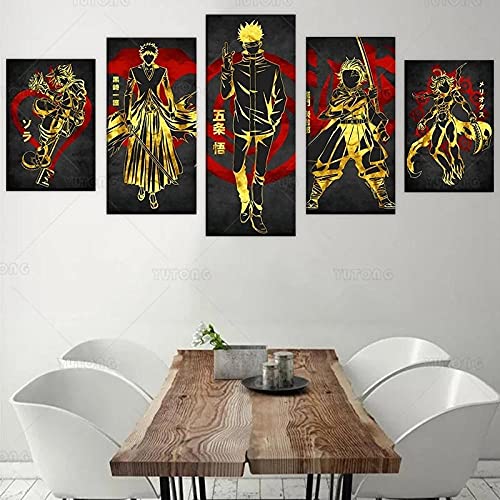 Wondbeau Leinwanddrucke Modulare Wandkunst Wandaufkleber 5 Teiliges Wandbild Druck auf Leinwand Malerei Moderne Abstrakte Poster M/100×50cm Jujutsu Kaisen,Seven Deadly Sins,Kingdom Hearts,Demon Slayer von Wondbeau