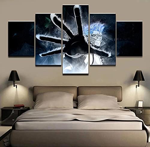 Wondbeau Leinwanddrucke Modulare Wandkunst Wandaufkleber 5 Teiliges Wandbild Druck auf Leinwand Malerei Moderne Abstrakte Poster Mit Rahmen L/150cm×80cm Anime Bleach, Grimmjow Jeagerjaques von Wondbeau