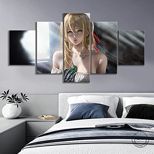 Wondbeau Leinwanddrucke Modulare Wandkunst Wandaufkleber 5 Teiliges Wandbild Druck auf Leinwand Malerei Moderne Abstrakte Poster Mit Rahmen L/150cm×80cm Anime-Mädchen,Violet Evergarden Wondbeau Leinwanddrucke Modulare Wandkunst Wandaufkleber 5 Teiliges Wandbild Druck auf Leinwand Malerei Moderne Abstrakte Poster Mit Rahmen L/150cm×80cm Anime-Mädchen,Violet Evergarden von Wondbeau