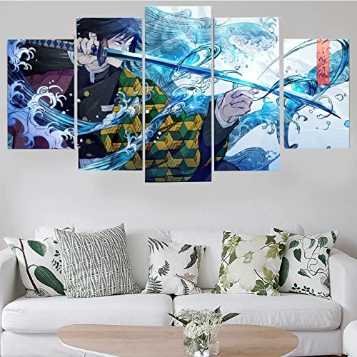 Wondbeau Leinwanddrucke Modulare Wandkunst Wandaufkleber 5 Teiliges Wandbild Druck auf Leinwand Malerei Moderne Abstrakte Poster Mit Rahmen L/150cm×80cm Dämonentöter,Tomioka Yoshiyoshi Wondbeau Leinwanddrucke Modulare Wandkunst Wandaufkleber 5 Teiliges Wandbild Druck auf Leinwand Malerei Moderne Abstrakte Poster Mit Rahmen L/150cm×80cm Dämonentöter,Tomioka Yoshiyoshi von Wondbeau