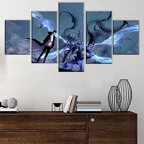 Wondbeau Leinwanddrucke Modulare Wandkunst Wandaufkleber 5 Teiliges Wandbild Druck auf Leinwand Malerei Moderne Abstrakte Poster Mit Rahmen L/150cm×80cm Solo-Nivellierungs-Karikatur Wondbeau Leinwanddrucke Modulare Wandkunst Wandaufkleber 5 Teiliges Wandbild Druck auf Leinwand Malerei Moderne Abstrakte Poster Mit Rahmen L/150cm×80cm Solo-Nivellierungs-Karikatur von Wondbeau
