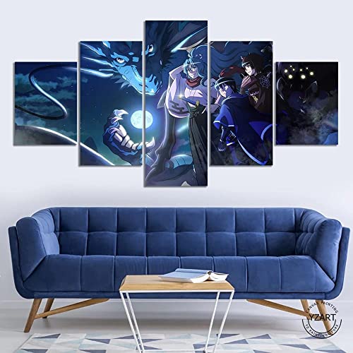 Wondbeau Leinwanddrucke Modulare Wandkunst Wandaufkleber 5 Teiliges Wandbild Druck auf Leinwand Malerei Moderne Abstrakte Poster Mit Rahmen M/100cm×50cm Tsukimichi Moonlight,Fantasy-Anime von Wondbeau