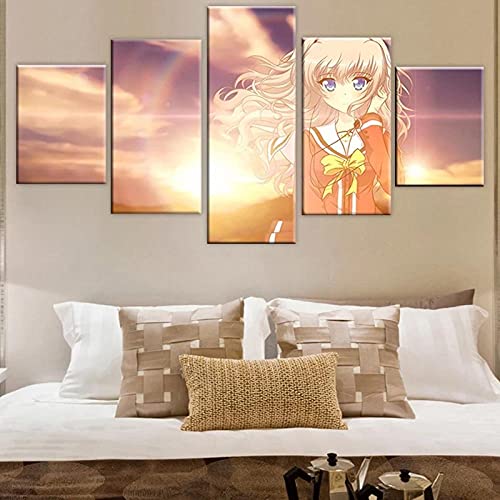 Wondbeau Poster & Kunstdrucke 150×80Cmanimation Charlotte Nao Tomori 5 Stück Leinwand Kunstdrucke Wandbild Malerei Modular Wohnkultur Bürodekoration 5 Panel Yk von Wondbeau