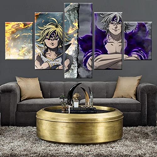 Wondbeau Poster & Kunstdrucke 150×80Cmanime Die Sieben Todsünden Meliodas 5 Stück Leinwand Kunstdrucke Wandbild Malerei Modulare Wohnkultur Bürodekoration 5 Panel Yk von Wondbeau