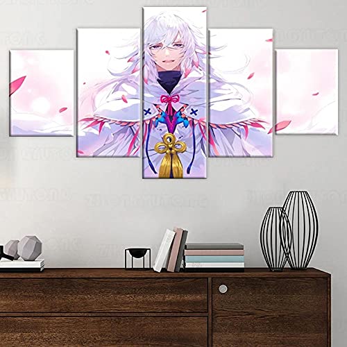 Wondbeau Poster & Kunstdrucke 150×80Cmanime Fate Grand Order Merlin 5 Stück Leinwand Kunstdrucke Wandbild Malerei Modular Wohnkultur Bürodekoration 5 Panel Wk von Wondbeau