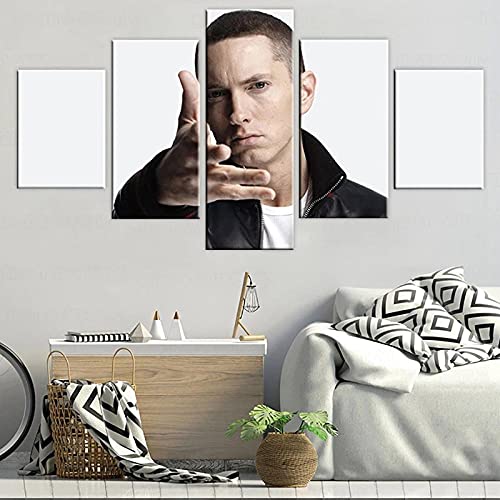 Wondbeau Poster & Kunstdrucke 150×80cm eminem Berühmte Person5 Stück Leinwand Kunstdrucke Wandbild Malerei Modular Wohnkultur Bürodekoration 5 Panel Yk von Wondbeau