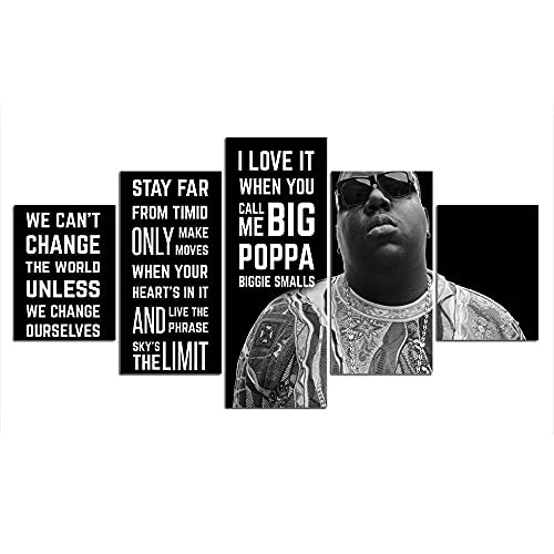 Wondbeau Poster & Kunstdrucke 5 Stück Leinwandbig Biggie Smalls Hipop-Sänger 150×80Cm Kein Rahmen 5 Panel Kunstdrucke Wandbild Malerei Modulare Wohnkultur Bürodekoration von Wondbeau