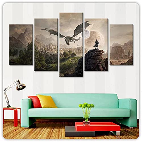 Wondbeau Poster & Kunstdrucke 5 Stück Leinwandelder Scrolls 4 Skyrim-Spiel 150×80Cm Mit Rahmen 5 Panel Kunstdrucke Wandbild Malerei Modulare Wohnkultur Bürodekoration Wondbeau Poster & Kunstdrucke 5 Stück Leinwandelder Scrolls 4 Skyrim-Spiel 150×80Cm Mit Rahmen 5 Panel Kunstdrucke Wandbild Malerei Modulare Wohnkultur Bürodekoration von Wondbeau