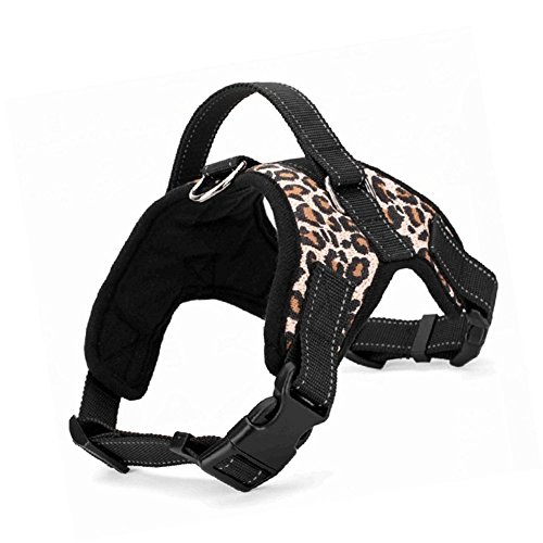 Wondder Hund Weste Harness, Soft verstellbare reflektierende einstellbare Hundegeschirr mit Griff Oxford für Haustier Walking Out Training (S, Leopard) von Wondder