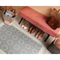 Beige Dunkler Teppich Muster Vinyl Matte, Braune Pvc Bodenmatte, Ornament Teppich, Linoleum, Wohnkultur, Tapis Mat von WondecaFloor