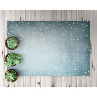 Gepunktete Rapale Azurblau Material Vinylmatte, Blauer Vinylteppich, Gelbe Pvc-Matte, Abstrakte Bodenmatte, Dekorative Matte, Vinylboden von WondecaFloor