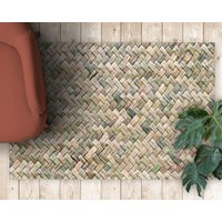 Rattan Zöpfe Vinyl Matte, Braun Pvc Bodenmatte, Grüne Plank Teppich, Dekorative Home Decor, Bereich Teppich Rattan Zöpfe Vinyl Matte, Braun Pvc Bodenmatte, Grüne Plank Teppich, Dekorative Home Decor, Bereich Teppich von WondecaFloor