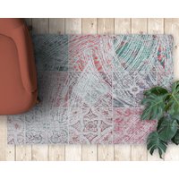 Rosa Blaue Azulejos Keramik Vinyl Matte, Rote Bodenmatte, Grüner Teppich, Ornament Pvc Linoleum Vinylboden von WondecaFloor