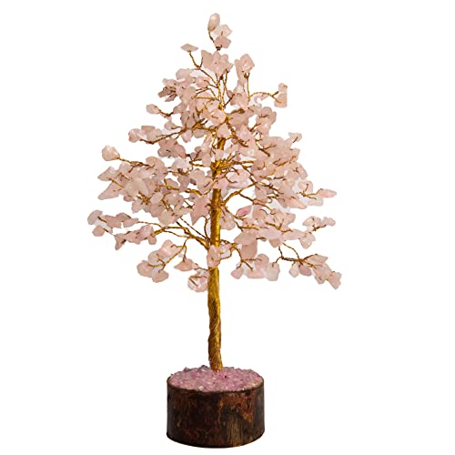 Wonder Care Rosenquarz-Bonsai-Kristall-Edelsteinbaum für Heimdekoration, Heilgeld, Edelsteinbaum für viel Glück – Rosenquarzbaum (300 Perlen) von Wonder Care