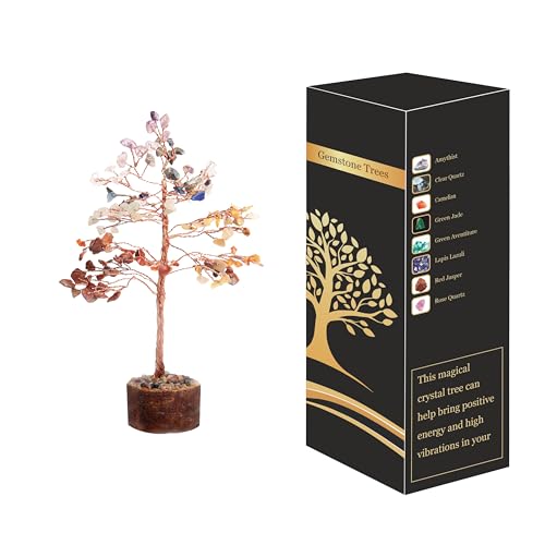 Wonder Care 7-Chakra-Kristallbaum des Lebens, Stein, Bonsai-Baum, Feng Shui-Edelsteinbaum für Heimdekoration, spirituelles Geschenk – 7-Chakra-Baum (150 Perlen) von Wonder Care