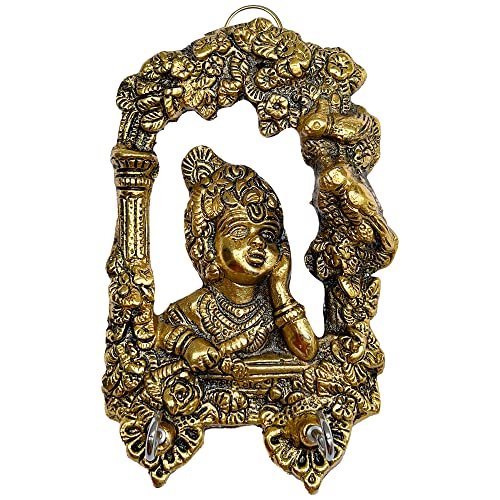 WC_Lord Krishna Statue Krishn Metal Idol Figurine-Hindu God of Love and Divine Joy-Murlidhar Kishna Idol for Indian Religious Festival– Home Decor Item… (Key Ring Krishna)… von Wonder Care