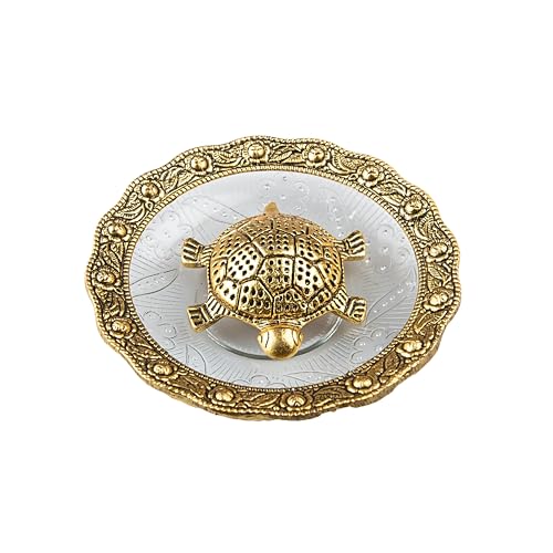 Wonder Care Feng Shui Turtle Statue in Glass Top Sculpted in Great Details in Ivory Antique Finish - Idol for Car | Home Decoration | Gift | Turtle Plate 12.7 cm Turtle Plate_5'''' von Wonder Care