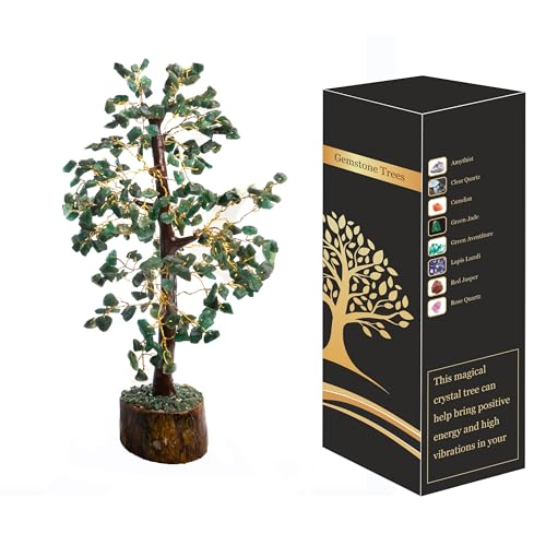 Wonder Care Heilender Geldbaum aus grüner Jade, Edelstein, Heimdekoration und Heilstein, Baumstein, Bonsai-Baum – grüner Jadebaum (300 Perlen) von Wonder Care